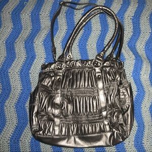 Beige metallic shoulder bag